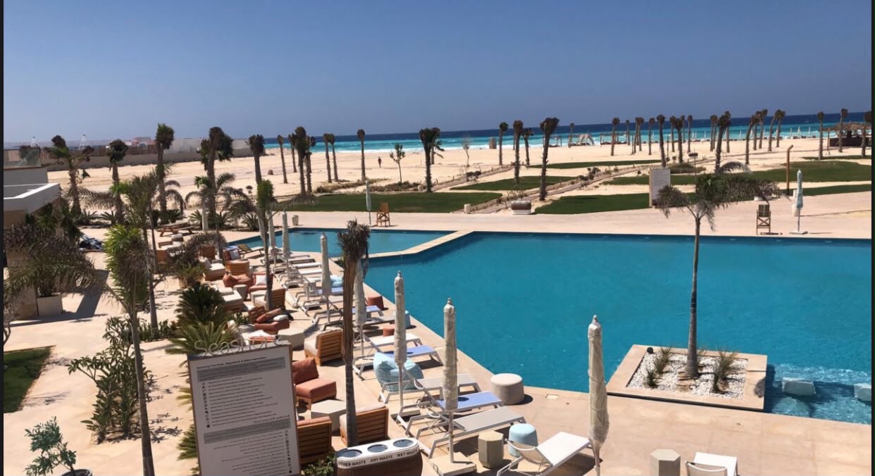 Seashore pool and beach view